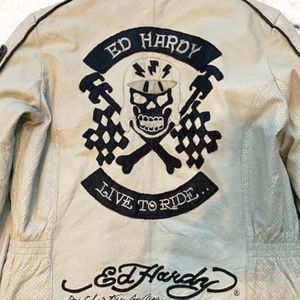 Ed Hardy Leather Jacket Size M